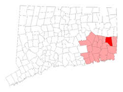 Location within New London County, Connecticut