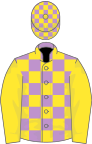 Mauve and yellow check, yellow sleeves