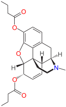 Chemical structure of Dibutyrylmorphine.