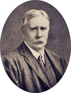 head of an ageing man, with a moustache and full head of white hair