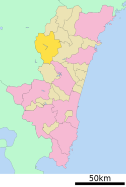 Location of Shiiba in Miyazaki Prefecture