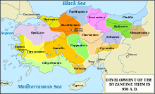 Map of Byzantine Empire showing the themes in circa 950