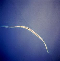 Island from Space Shuttle, April 1994. Oriented clockwise through 225 degrees, i.e., north is in the lower left corner.