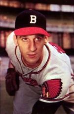 Warren Spahn in his pitching delivery.