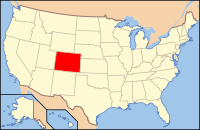 Map of the United States highlighting Colorado