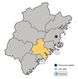 Location of Quanzhou City in Fujian