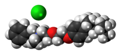 Space-filling model of the component ions benzethonium chloride