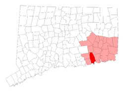 Location in New London County, Connecticut