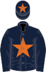 Dark blue, orange star and star on cap