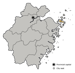 Location of Zhoushan