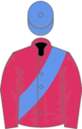 Cherry, cornflower blue sash and cap