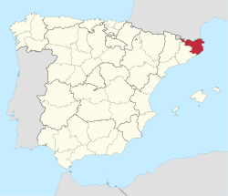 Map of Spain with Province of Girona highlighted