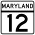 Maryland Route 12 marker