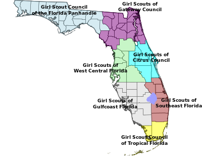 Map of Girl Scout Councils of Florida