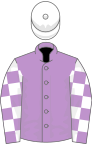 Mauve, Mauve and White check sleeves, White cap