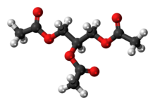 Ball-and-stick model of the triacetin molecule