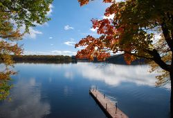 A typical lake scene in Muskoka Lakes.