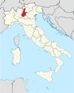 Map highlighting the location of the province of Brescia in Italy