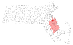 Location in Plymouth County in Massachusetts