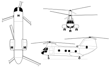 Orthographically projected diagram of the CH-46 Sea Knight