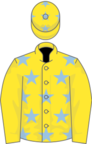 Yellow, light blue stars on body and cap