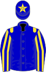 Blue, yellow epaulets, striped sleeves, star on cap