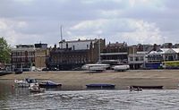 Boathouses along the River Thames at Putney