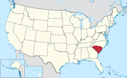 Location of South Carolina in the United States