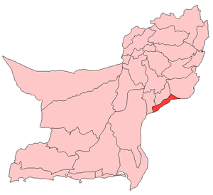 Map of Balochistan with Jafarabad District highlighted