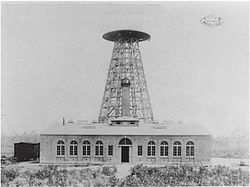 Nikola Tesla's Wardenclyffe Tower during construction in 1902