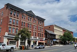 Amherst Center.  Shops along the west side of South Pleasant Street, February 2005.