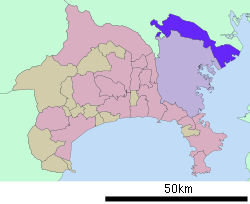 Location of Kawasaki in Kanagawa Prefecture