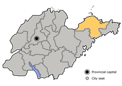 Location of Yantai City Jurisdiction in Shandong