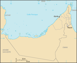 Location of Ajman in the UAE