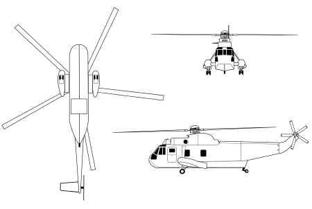 Orthographically projected diagram of the SH-3 Sea King