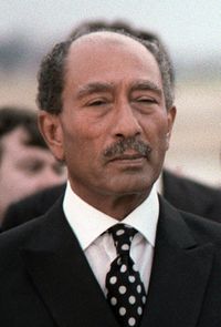 President Anwar Sadat of Egypt upon his arrival in the United States for a visit.