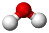 Ball-and-stick model of a water molecule