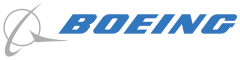 The Boeing trademark, a stylized planet and airplane in gray, shown next to the BOEING wordmark in blue.