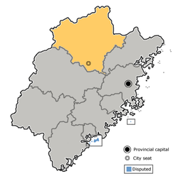 Location of Nanping City jurisdiction in Fujian