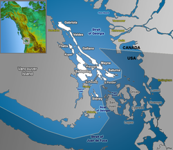 The Southern Gulf Islands, including Mayne.