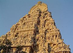 The temple tower at a Kanchi temple