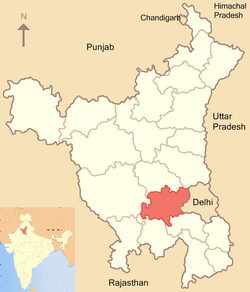 Location of Jhajjar district in Haryana