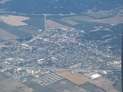 An aerial photograph of Martinsville in June 2006, taken looking northwest.