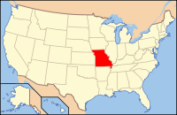 Map of the United States highlighting Missouri