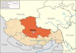 prefecture (orange) in Tibet (light-orange)