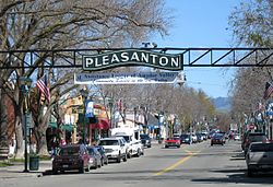 Pleasanton sign on Main Street