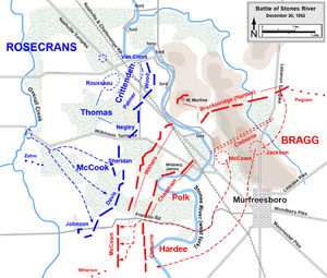  Colored lines show the front lines where the Rosencrans meet the Bragg.