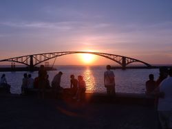 View of Siying Rainbow Bridge and Penghu area in Magong