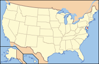 Map of the United States highlighting Delaware