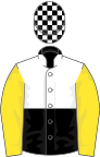 White and Black (halved horizontally), check cap, Yellow sleeves